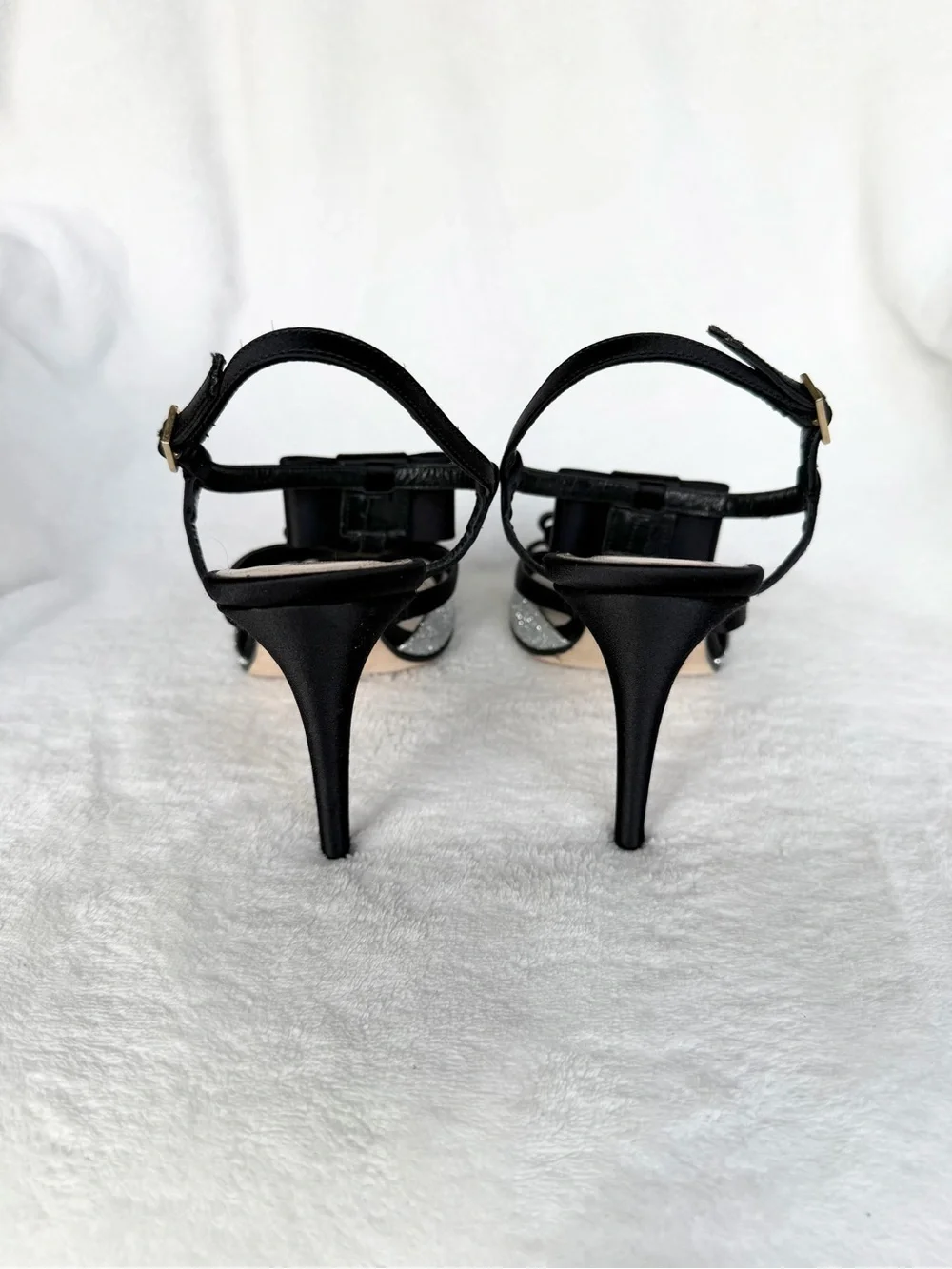 Kate Spade New York Silver Satin Bow Slingback Sandals 8.5
